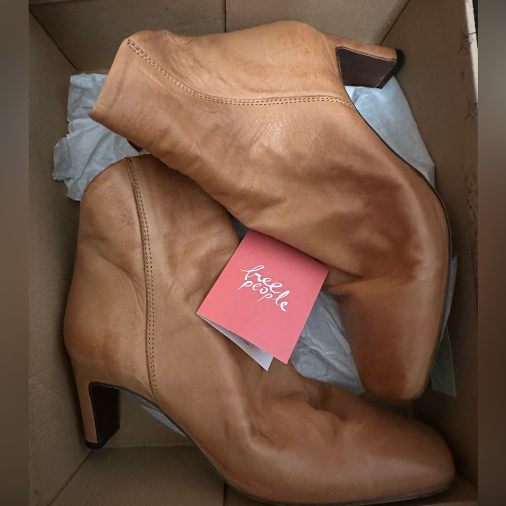 Free People Tan Cybill Heel Leather Boot
